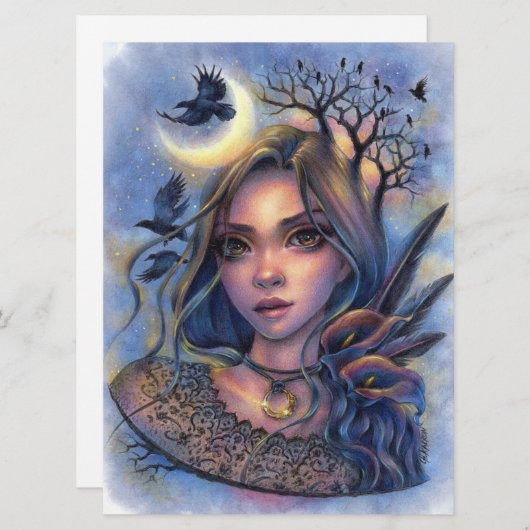 Dunkle Augen Fairy Fantasy Moon Frauenkarte (Vorne/Hinten)