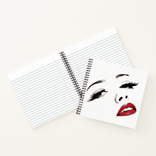 Dunkle Augen Rote Lippen Frauen sehen Schönheit Ku Notizblock (Innenseite)