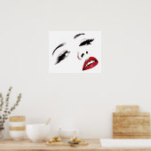 Dunkle Augen, rote Lippen Frauen sehen sich der Ku Poster (Küche)