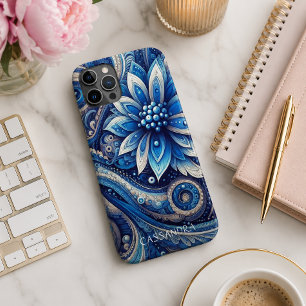Dunkle Azure Navy Blue Black Paisley Art Pattern Case-Mate iPhone Hülle