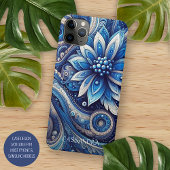Dunkle Azure Navy Blue Black Paisley Art Pattern Case-Mate iPhone Hülle