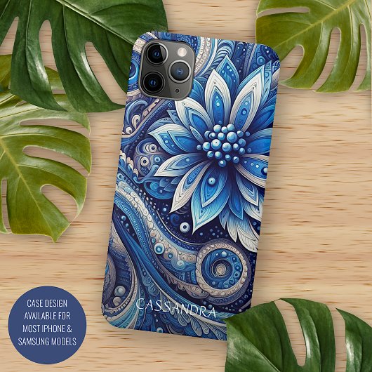 Dunkle Azure Navy Blue Black Paisley Art Pattern Case-Mate iPhone Hülle