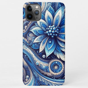 Dunkle Azure Navy Blue Black Paisley Art Pattern iPhone 11Pro Max Hülle