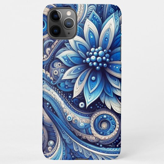 Dunkle Azure Navy Blue Black Paisley Art Pattern iPhone Hülle (Rückseite)