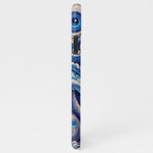 Dunkle Azure Navy Blue Black Paisley Art Pattern iPhone Hülle (Rechte Seite)