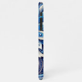 Dunkle Azure Navy Blue Black Paisley Art Pattern iPhone Hülle (Linke Seite)