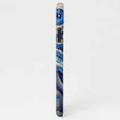 Dunkle Azure Navy Blue Black Paisley Art Pattern iPhone Hülle (Rechte Seite)