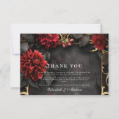 Dunkle Barockblütenhochzeit Dankeskarte (Vorderseite)