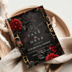 Dunkle Barockblütenhochzeit Save The Date