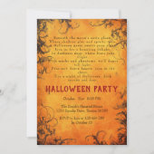 Dunkle Bäume Orange Gedicht Halloween-Party Einladung (Vorderseite)