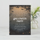 Dunkle Bäume und Fledermäuse Creepy Gedicht Hallow Einladung (Stehend Vorderseite)