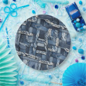 Dunkle bedrängte Denim-Patchwork- und Flechtarbeit Pappteller (Party)