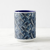 Dunkle bedrängte Denim-Patchwork- und Flechtarbeit Tasse (Zentrum)