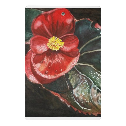 Dunkle Begonia in Wasserfarbe Mini Klemmbrett (Rückseite)