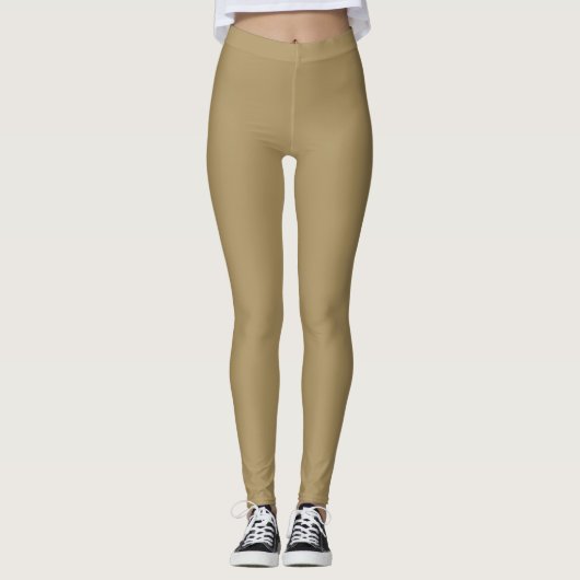 Dunkle Beige-Farbe einfarbig schlicht Leggings (Vorderseite)