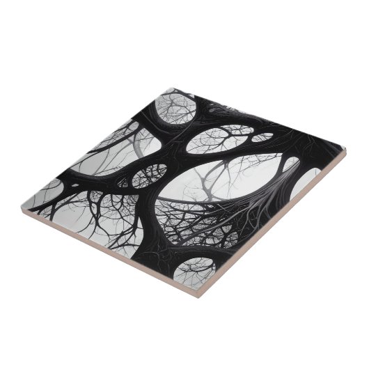 Dunkle Bio Wurzeln Abstrakte Tile Fliese (Seite)