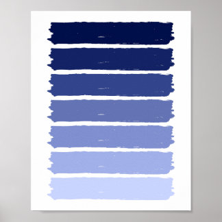 Dunkle bis hellblaue leuchtende Farbstreifen Poster