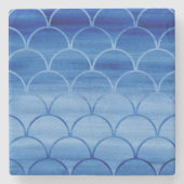 Dunkle bis hellblaue Skaliermuster Steinuntersetzer (Vorderseite)