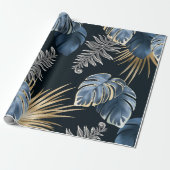 dunkle Blätter tropische Pflanze Geschenkpapier (Ungerollt)