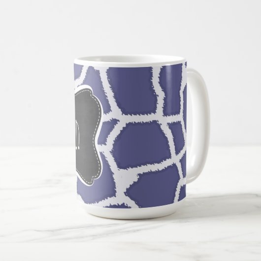 Dunkle - Blau - graue Giraffen-Tierdruck; Tafel Kaffeetasse (VorderseiteRechts)