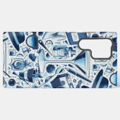 Dunkle blaue Collage Chic und modernes Design Samsung Galaxy Hülle (Rückseite (Horizontal))