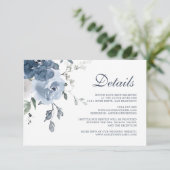 Dunkle blaue Elfenbein - Blumenzettel Begleitkarte (Stehend Vorderseite)