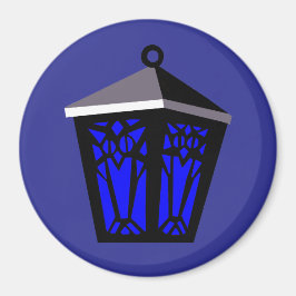 Dunkle Blaue Eulenlaterne Magnet