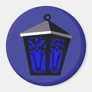 Dunkle Blaue Eulenlaterne Magnet