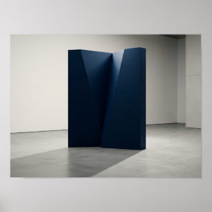 Dunkle Blaue Gefaltete Monolith Minimalistische Wa Poster