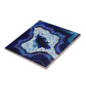 Dunkle blaue Geode Kristalle und digitale Gold Kun Fliese (Seite)