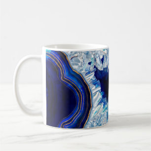 Dunkle blaue Geode Kristalle und digitale Gold Kun Kaffeetasse