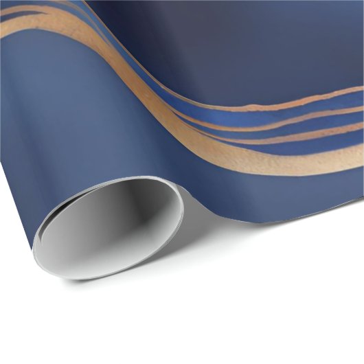 Dunkle blaue Gold-Metallic-Marmorstein Geschenkpapier (Rolleneckpunkt)