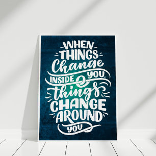 Dunkle blaue Inspiration Zitat Typografie Wall Art Poster