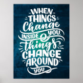Dunkle blaue Inspiration Zitat Typografie Wall Art Poster (Vorne)