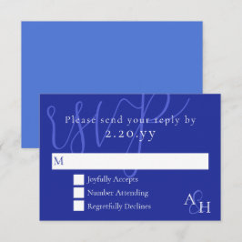 Dunkle blaue Kalligrafie-Hochzeitkarte für RSVP Karte