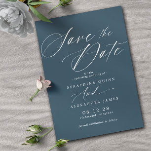 Dunkle Blaue Marine Moderne elegante Jewel Tone Save The Date