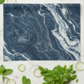 Dunkle Blaue Marmor Eleganter Minimalistischer Sti Geschirrtuch (Gefaltet)