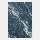 Dunkle Blaue Marmor Eleganter Minimalistischer Sti Geschirrtuch (Vertikal)