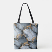 Dunkle Blaue Marmorstruktur mit flüssigen Goldader Tasche (Rückseite)