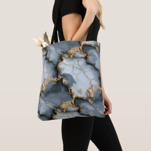 Dunkle Blaue Marmorstruktur mit flüssigen Goldader Tasche