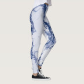 Dunkle blaue Marmortextur Leggings (Rechts)