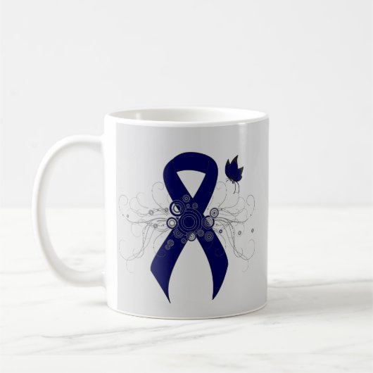 Dunkle blaue Schleife mit Schmetterling Kaffeetasse (Links)