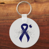 Dunkle blaue Schleife mit Schmetterling Schlüsselanhänger (Vorderseite)