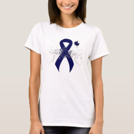 Dunkle blaue Schleife mit Schmetterling T-Shirt