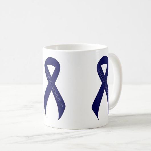 Dunkle blaue Schleife Unterstützung Bewusstsein Kaffeetasse (VorderseiteRechts)