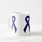 Dunkle blaue Schleife Unterstützung Bewusstsein Kaffeetasse (Vorderseite Links)