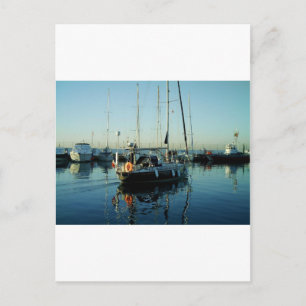 Dunkle blaue Schleife Verlassend Hafen Postkarte