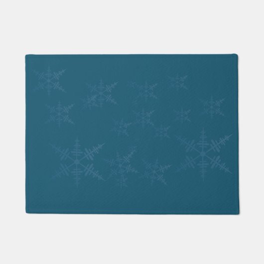 Dunkle blaue Schneeflocken Fußmatte (Vorderseite)