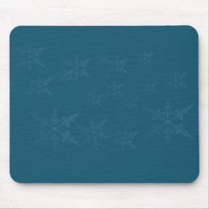 Dunkle blaue Schneeflocken Mousepad