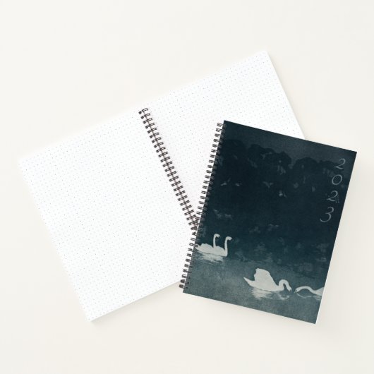 Dunkle blaue Schwäne Bullet Journal - Vertikales J Notizblock (Innenseite)